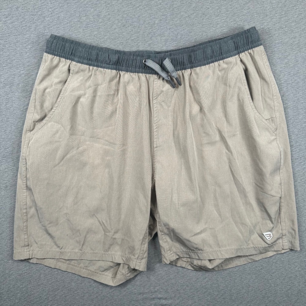Burlebo Performance Everyday Shorts Mens XL Tan Khaki 6" Lined Stretch Pull On